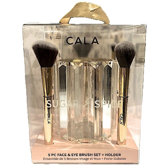 Cala Sugar & Spice 5 Piece Face & Eye Brush Set + Holder - Picture 2 of 6